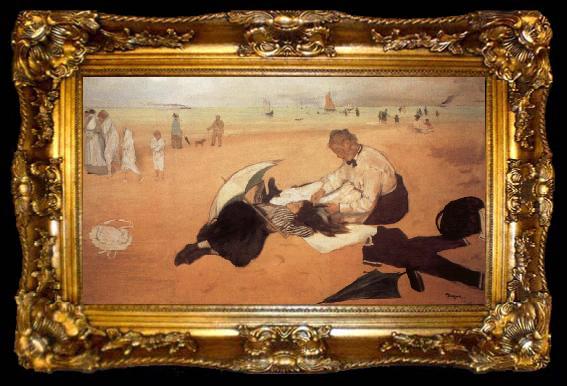 framed  Edgar Degas At the Beach, ta009-2